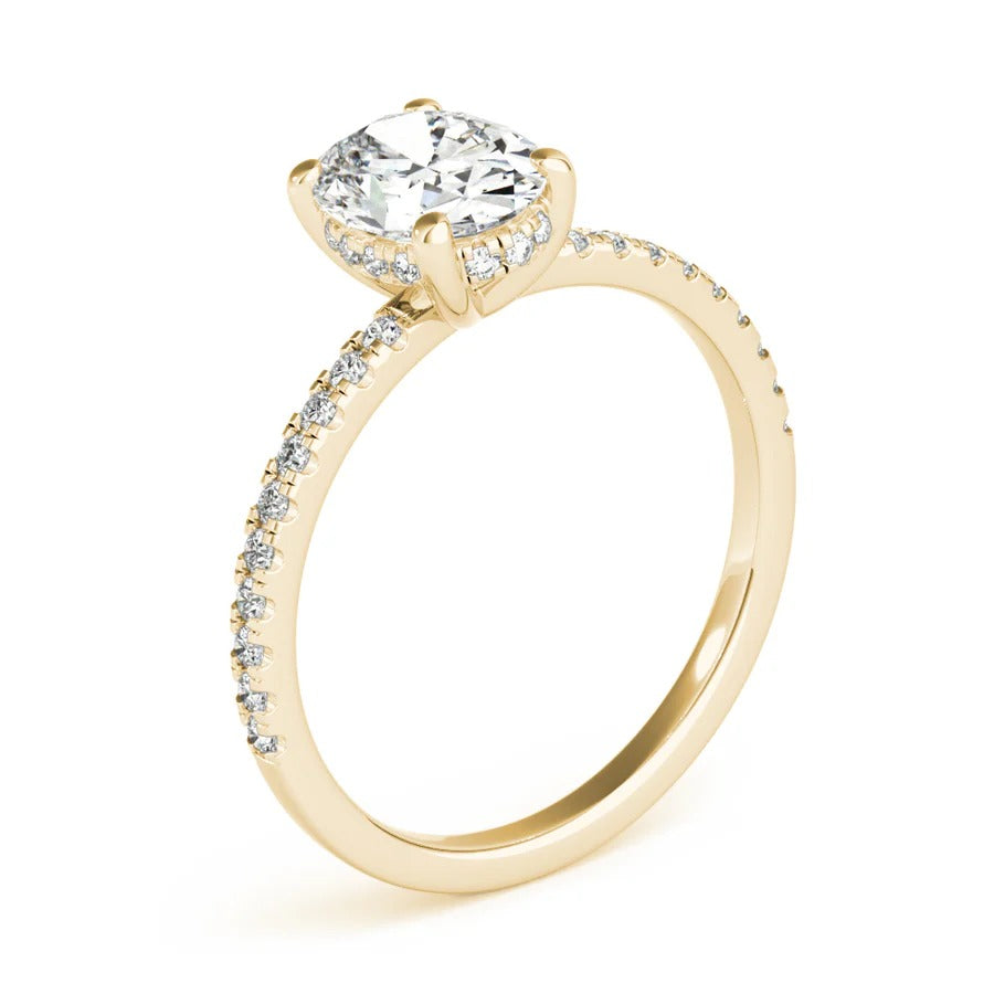 1.5 - 2.5 CT Oval Cut Moissanite Pave Setting Engagement Ring