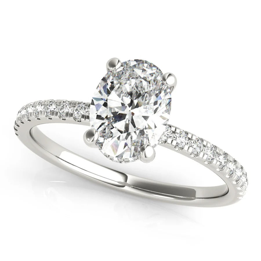1.5 - 2.5 CT Oval Cut Moissanite Pave Setting Engagement Ring