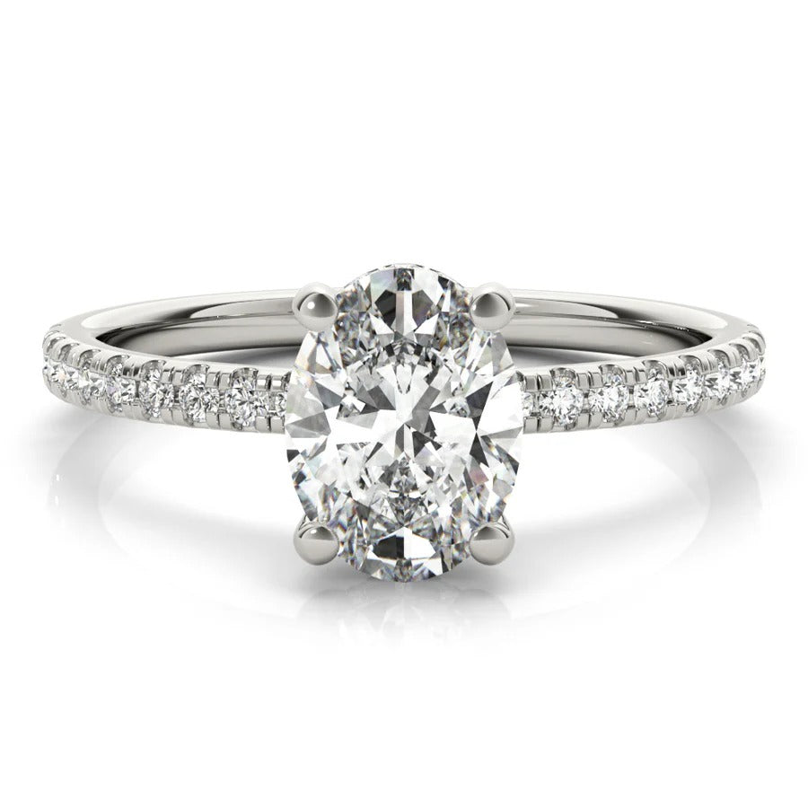 1.5 - 2.5 CT Oval Cut Moissanite Pave Setting Engagement Ring