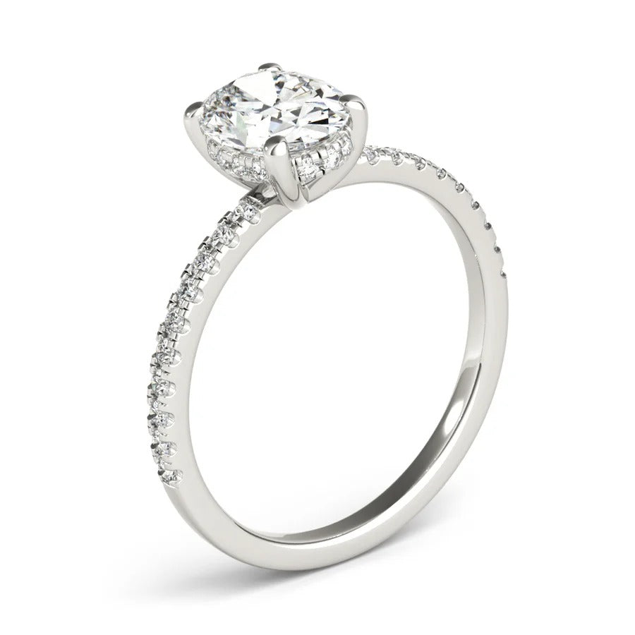 1.5 - 2.5 CT Oval Cut Moissanite Pave Setting Engagement Ring