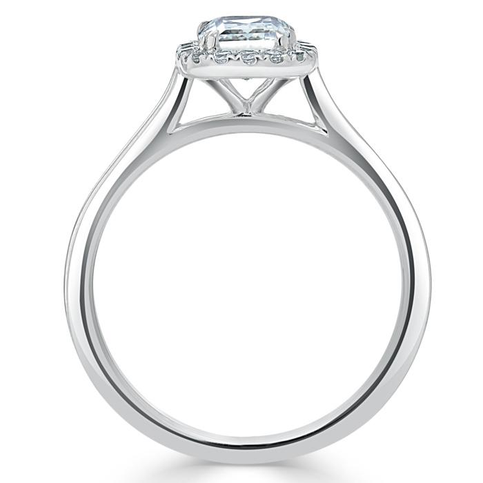 0.75 CT Cushion Cut Halo Moissanite Engagement Ring - crownmoissanite