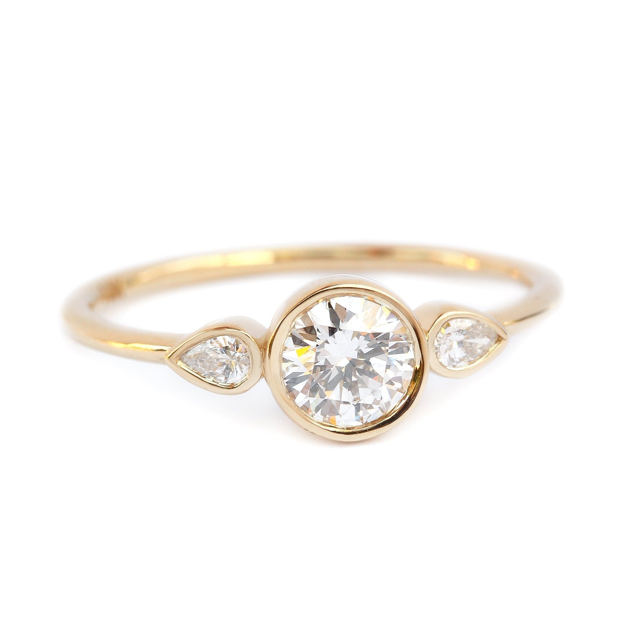 0.50 CT Round Moissanite Three Stone Engagement Ring