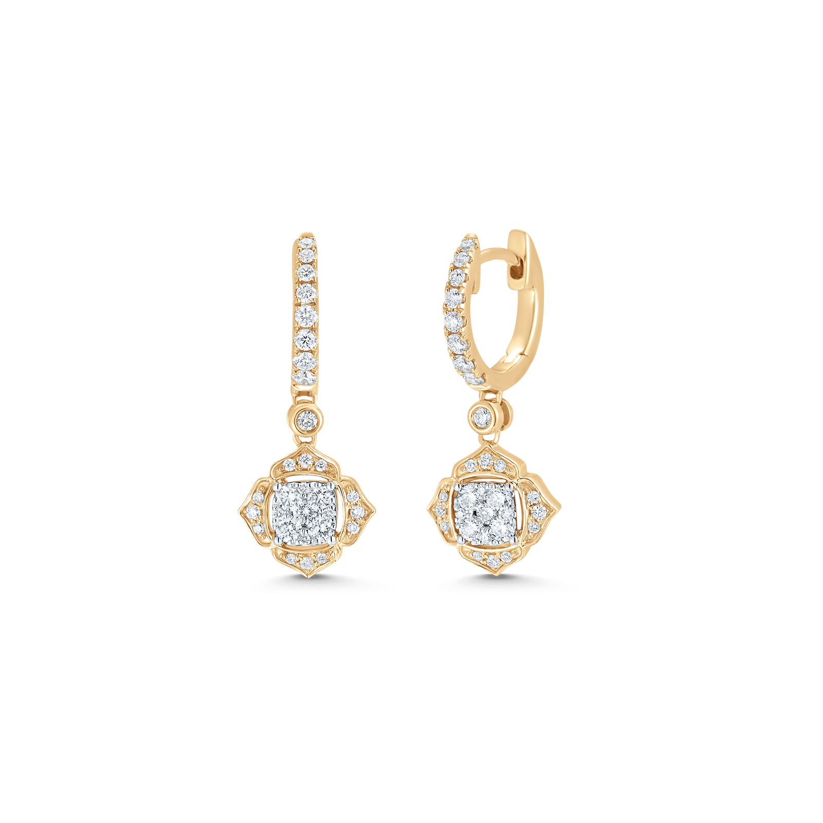 0.58 TCW Round Moissanite Diamond Drop Huggie Earrings - crownmoissanite