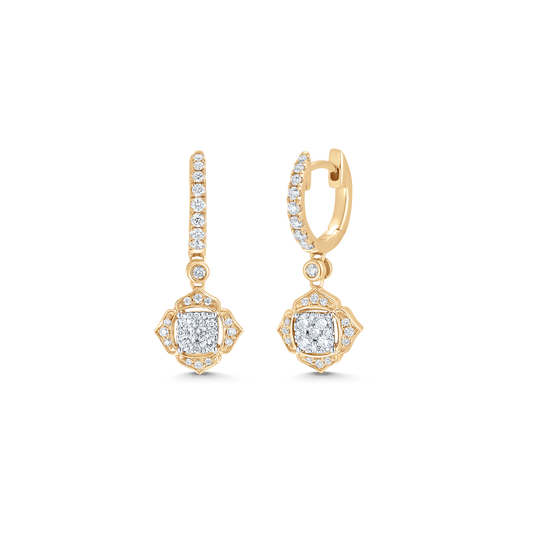0.58 TCW Round Moissanite Diamond Drop Huggie Earrings - crownmoissanite