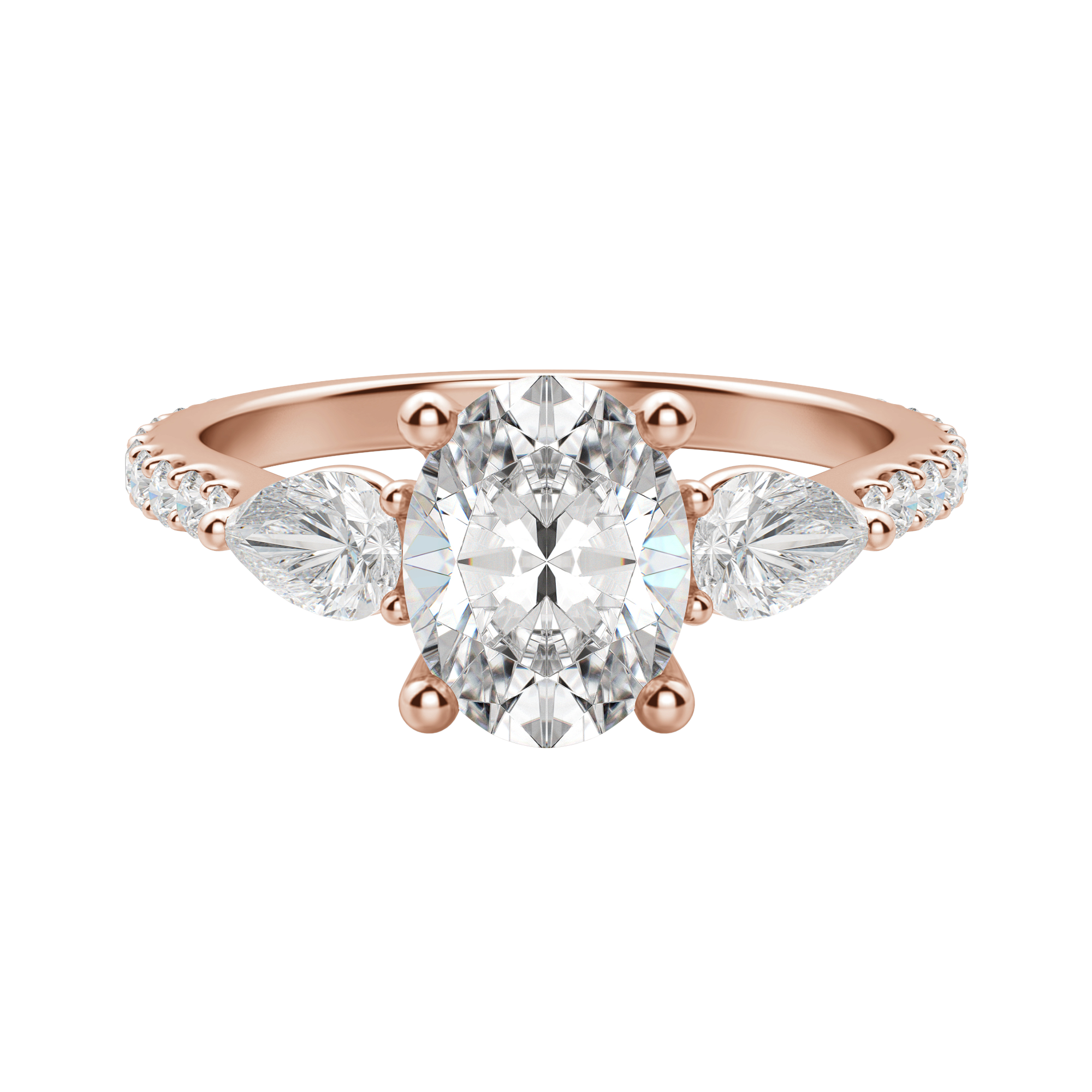 2.10 CT Oval Cut 3 Stone Moissanite Engagement Ring - crownmoissanite