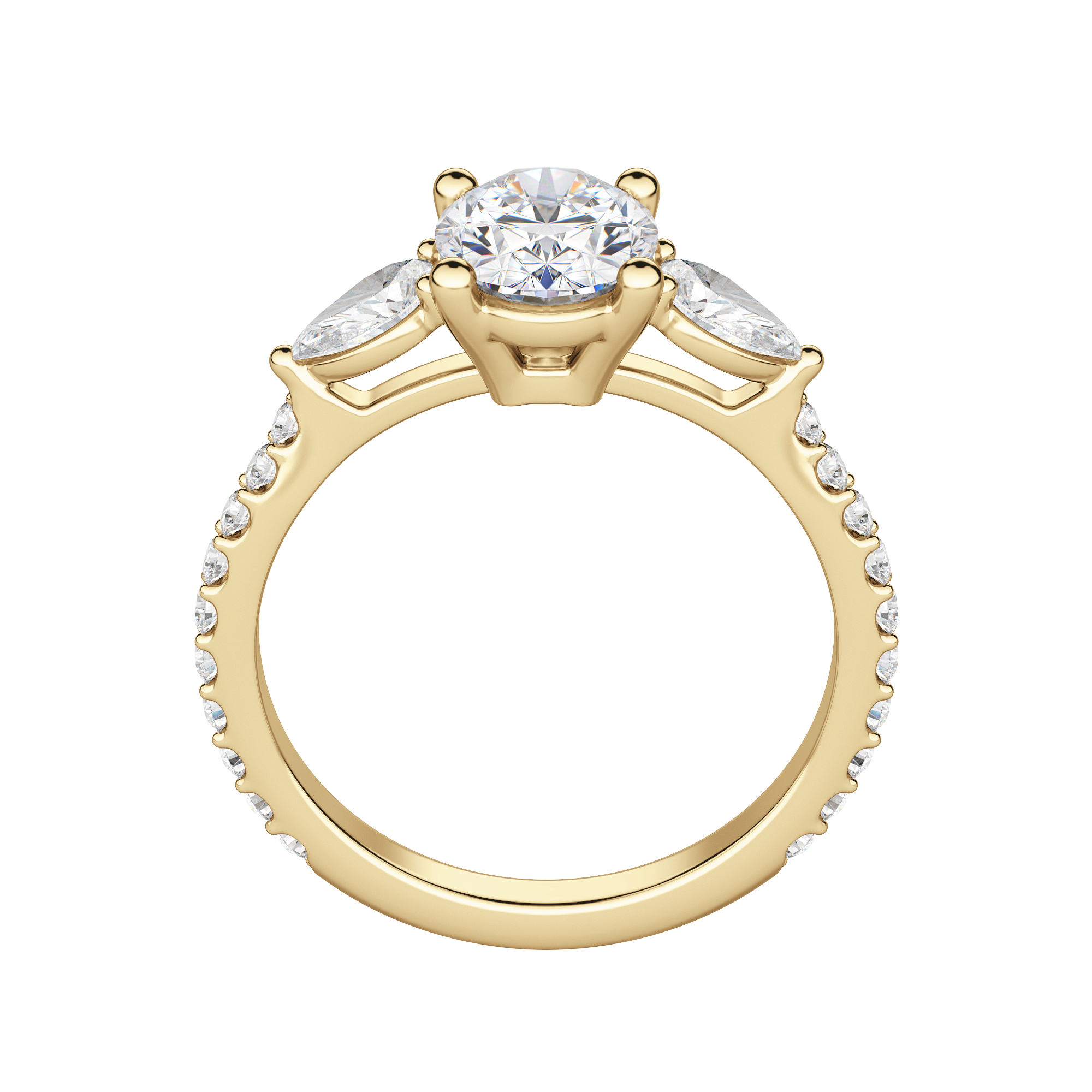 2.10 CT Oval Cut 3 Stone Moissanite Engagement Ring - crownmoissanite