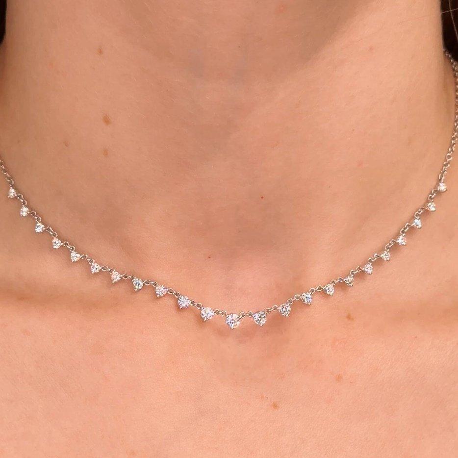 1.09TCW Round Moissanite Drip Necklace - crownmoissanite