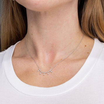 0.40TCW Marquise & Round Moissanite Bar Necklace - crownmoissanite