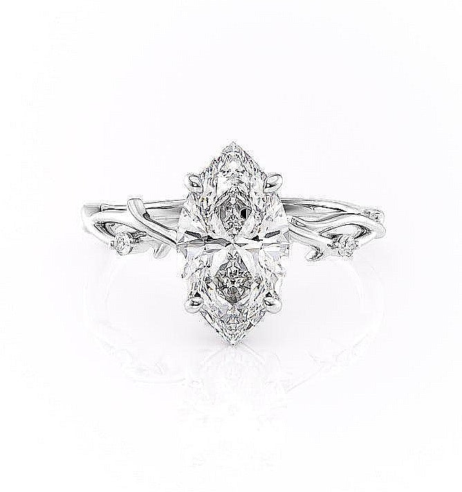 1.58 CT Marquise Cut Solitaire Twig Style Moissanite Engagement Ring - crownmoissanite