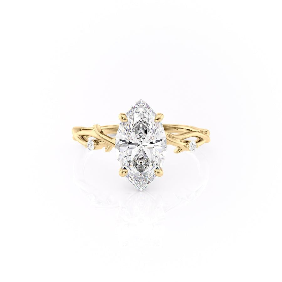 1.58 CT Marquise Cut Solitaire Twig Style Moissanite Engagement Ring - crownmoissanite