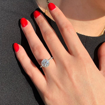 1.0 CT Round Cut Halo Style Moissanite Engagement Ring - crownmoissanite
