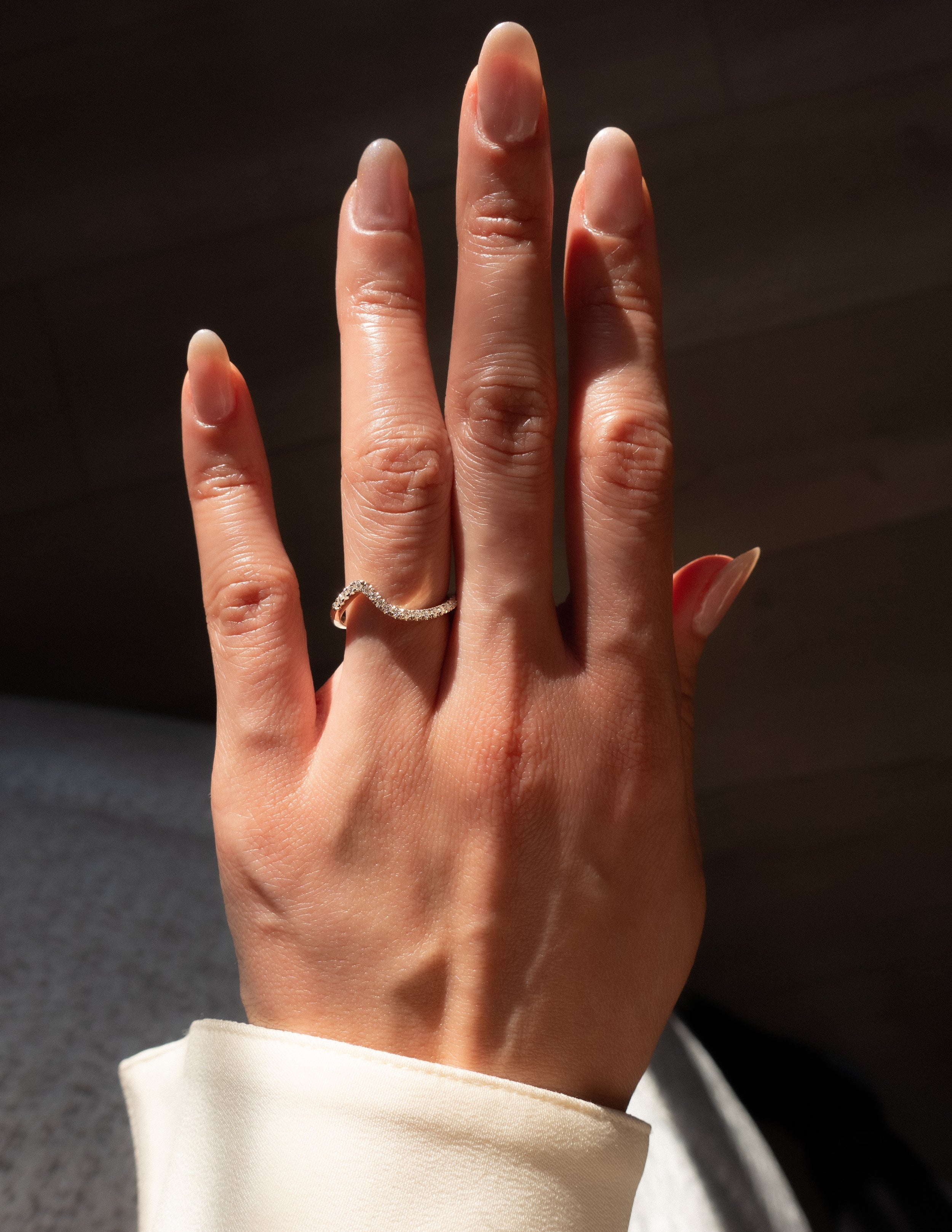 0.30 TCW Round Moissanite Wave Eternity Wedding Band