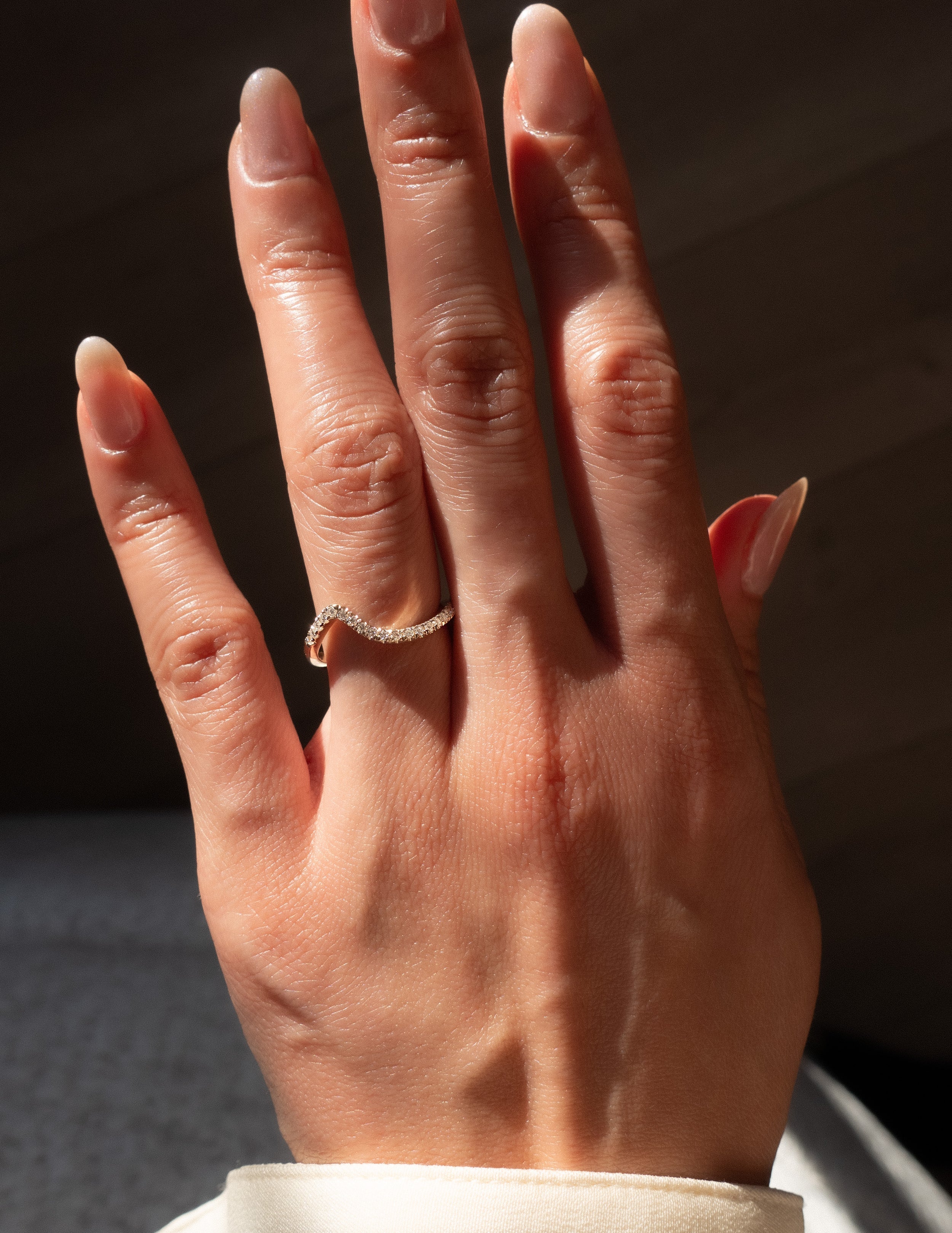 0.30 TCW Round Moissanite Wave Eternity Wedding Band