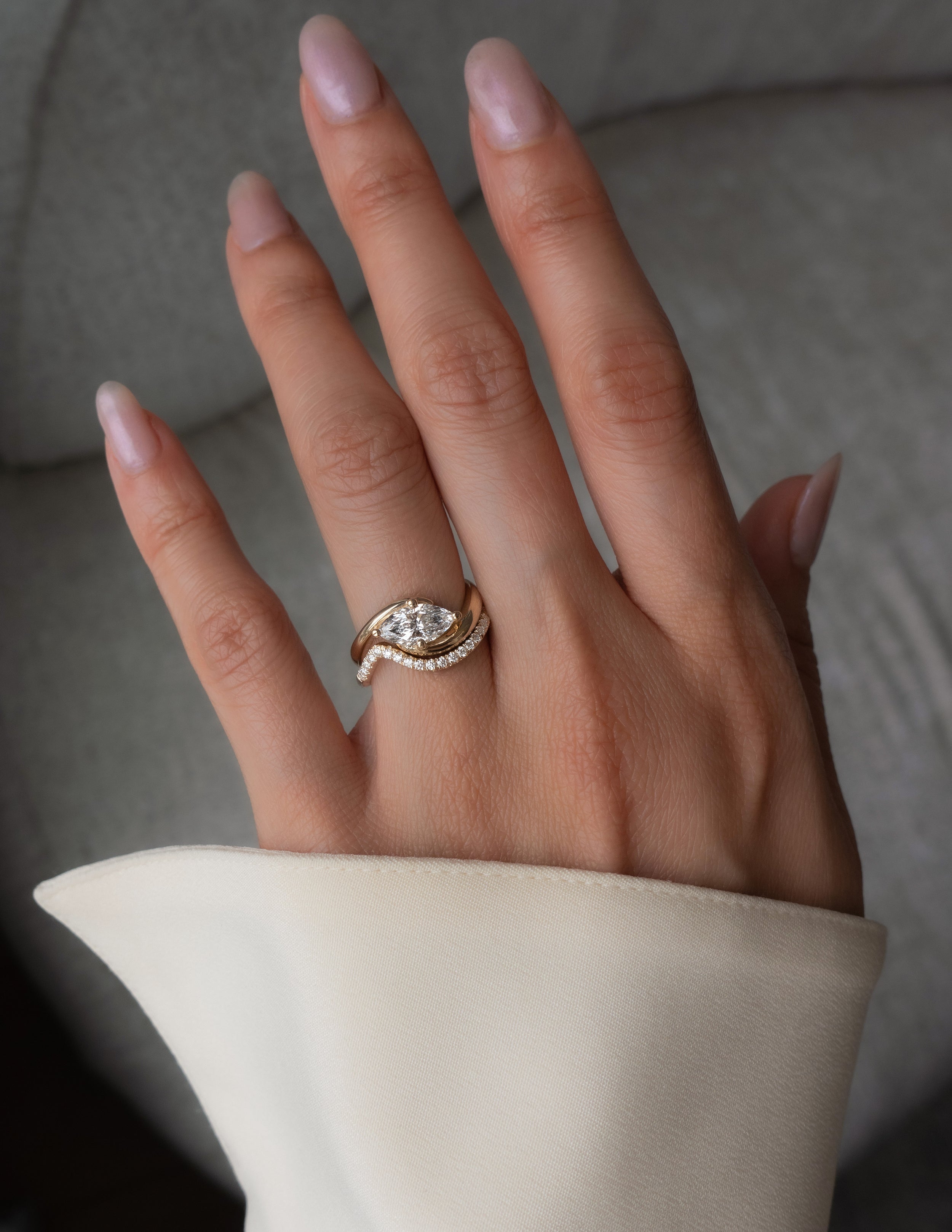 0.30 TCW Round Moissanite Wave Eternity Wedding Band