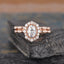 1.50 CT Oval Cut Halo Moissanite Bridal Ring Set - crownmoissanite