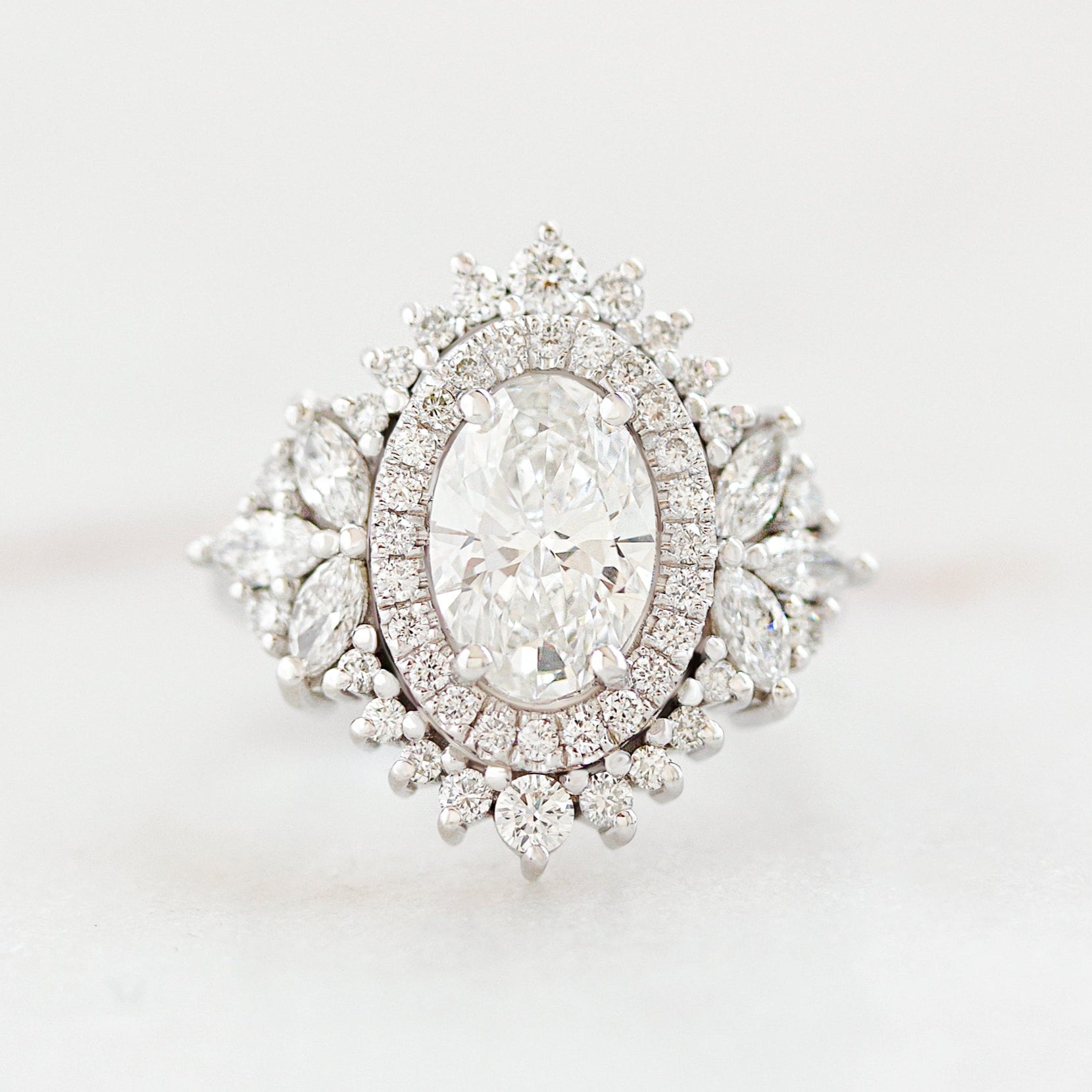 1.50 CT Oval Moissanite Double Halo Setting Engagement Ring