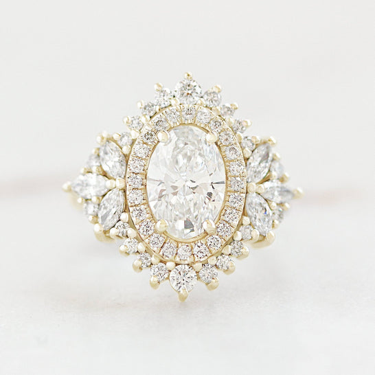 1.50 CT Oval Moissanite Double Halo Setting Engagement Ring