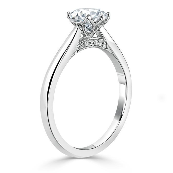 0.75 CT Round Cut Solitaire Moissanite Engagement Ring - crownmoissanite