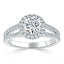 1.35 Round Cut Halo Split Shank Setting Moissanite Engagement Ring - crownmoissanite