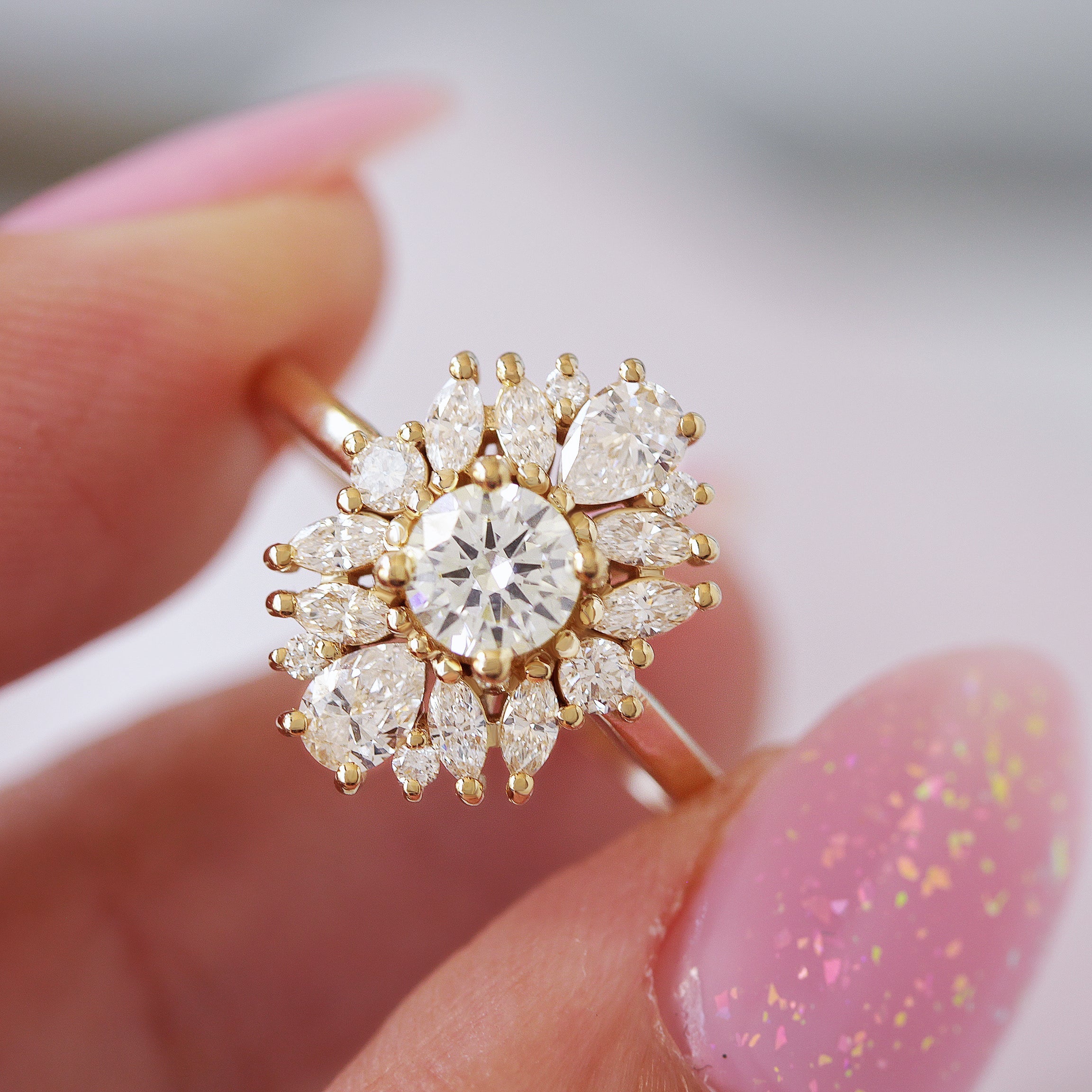 0.50 CT Round Moissanite Unique Engagement Ring