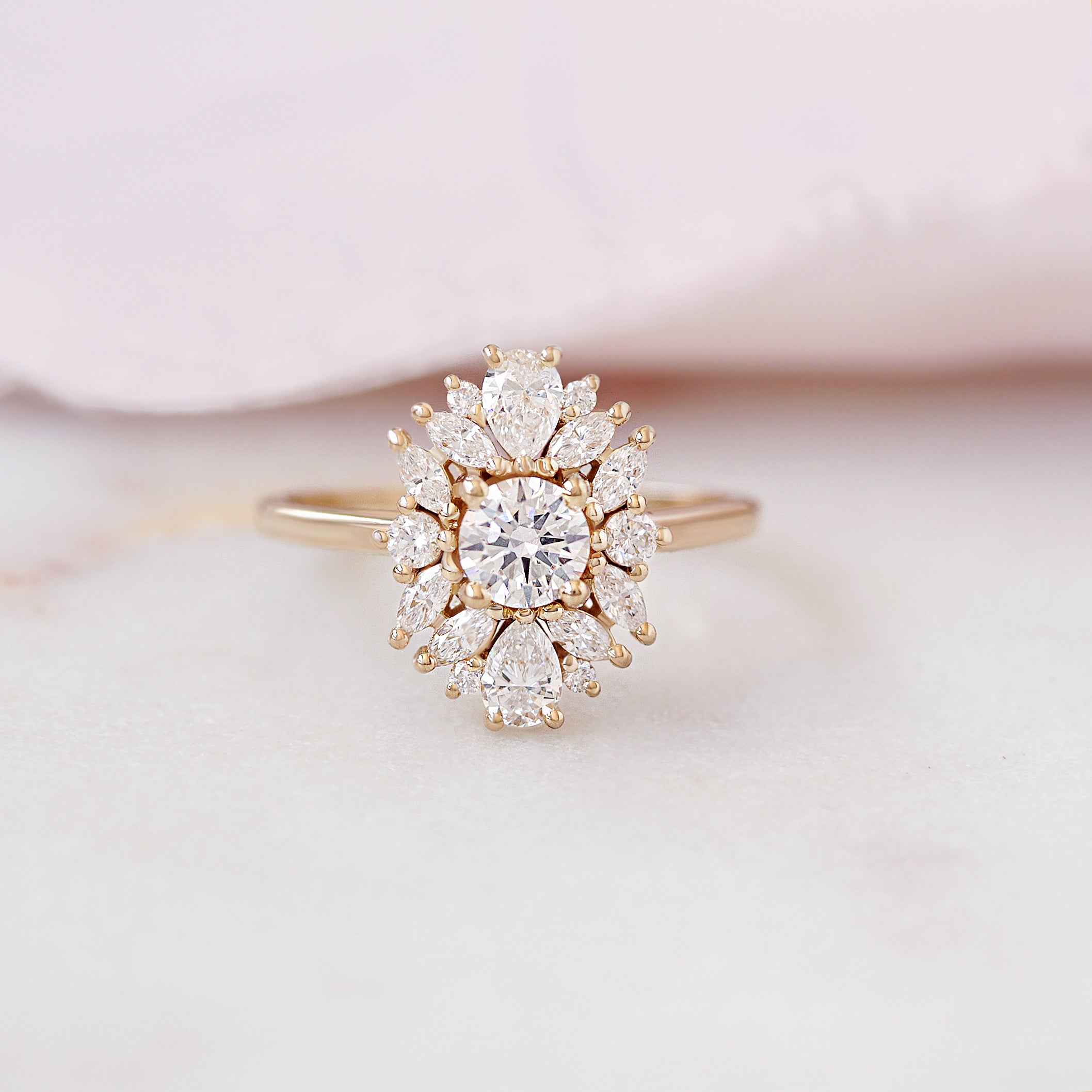0.50 CT Round Moissanite Unique Engagement Ring