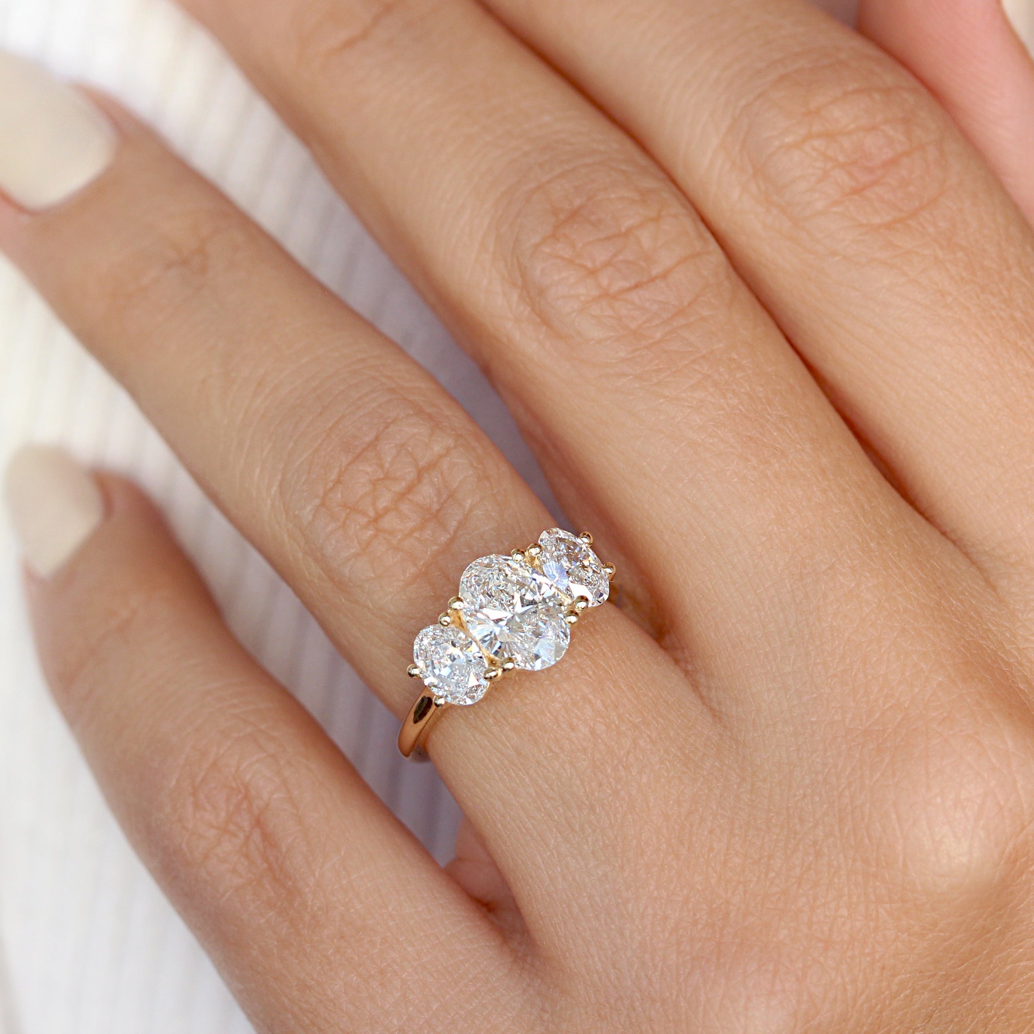 1.50 CT Oval Moissanite Three Stone Setting Engagement Ring