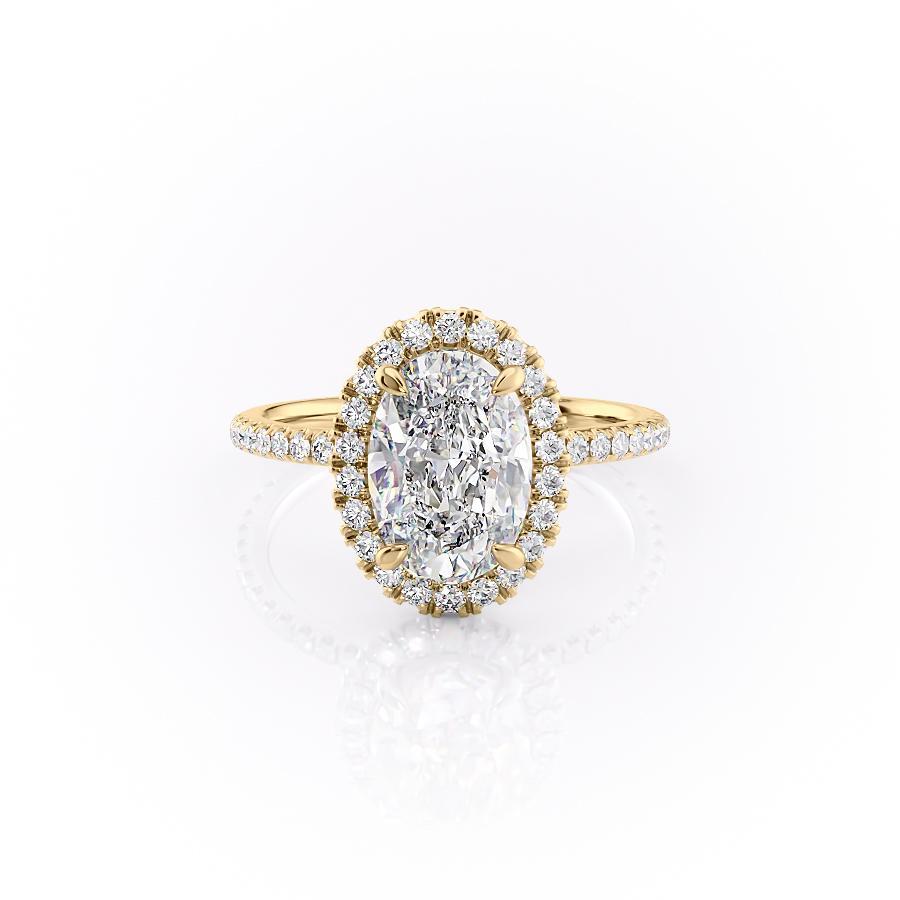 2.10 CT Oval Cut Halo Pave Setting Moissanite Engagement Ring - crownmoissanite
