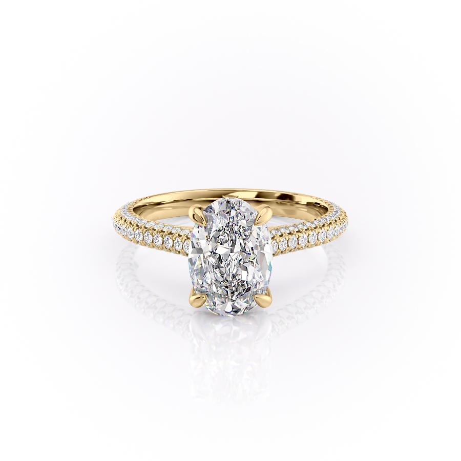 1.91 CT Oval Cut Solitaire Triple Pave Setting Moissanite Engagement Ring - crownmoissanite