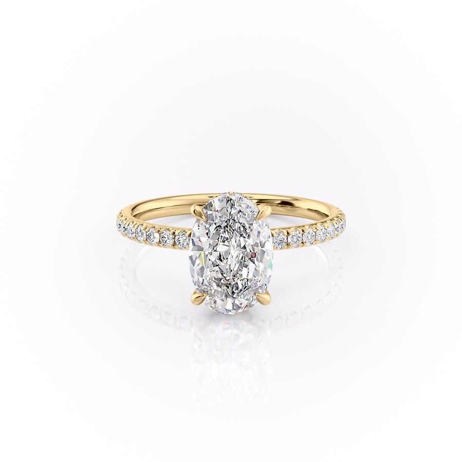 2.10 CT Oval Cut Solitaire Pave Setting Moissanite Engagement Ring - crownmoissanite