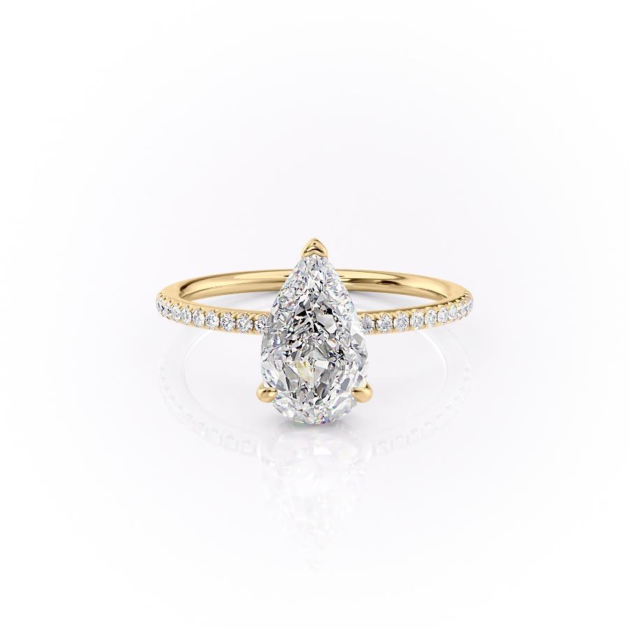 2.0 CT Pear Cut Solitaire Pave Setting Moissanite Engagement Ring - crownmoissanite
