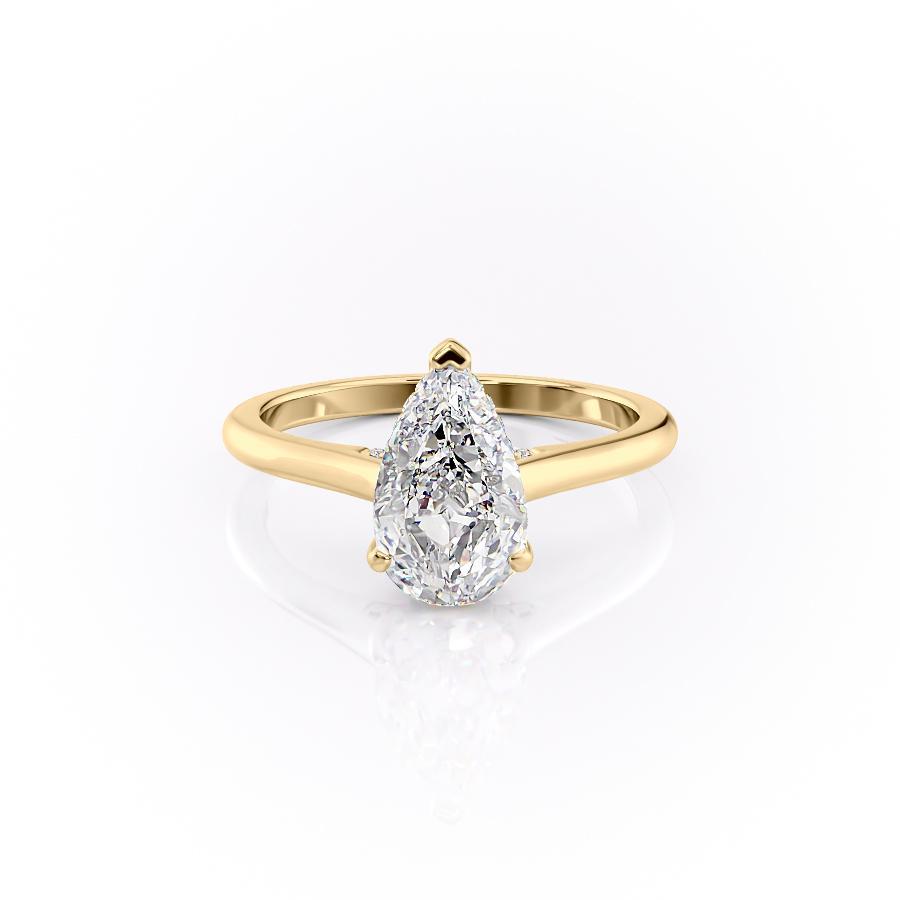 2.0 CT Pear Cut Solitaire Hidden Halo Setting Moissanite Engagement Ring - crownmoissanite
