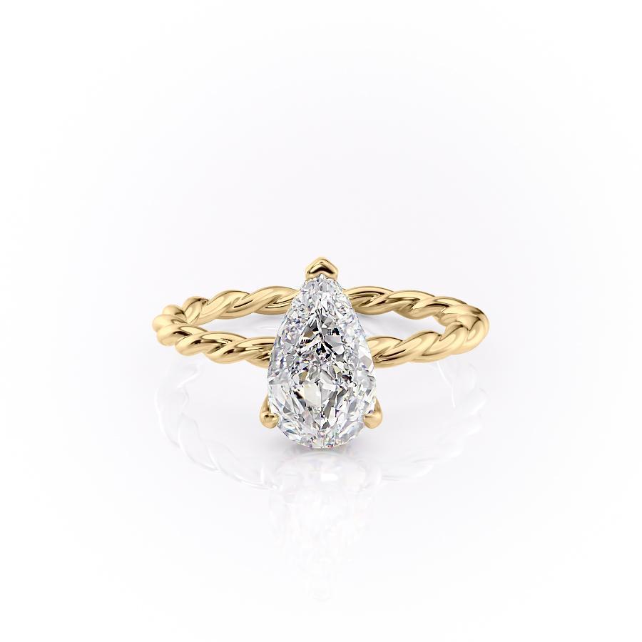 2.0 CT Pear Shaped Solitaire Twisted Rope Moissanite Engagement Ring - crownmoissanite