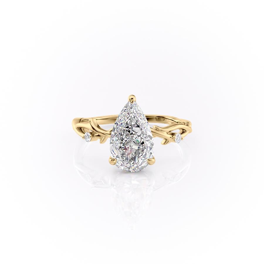 2 CT Pear Cut Solitaire Twig Style Moissanite Engagement Ring - crownmoissanite