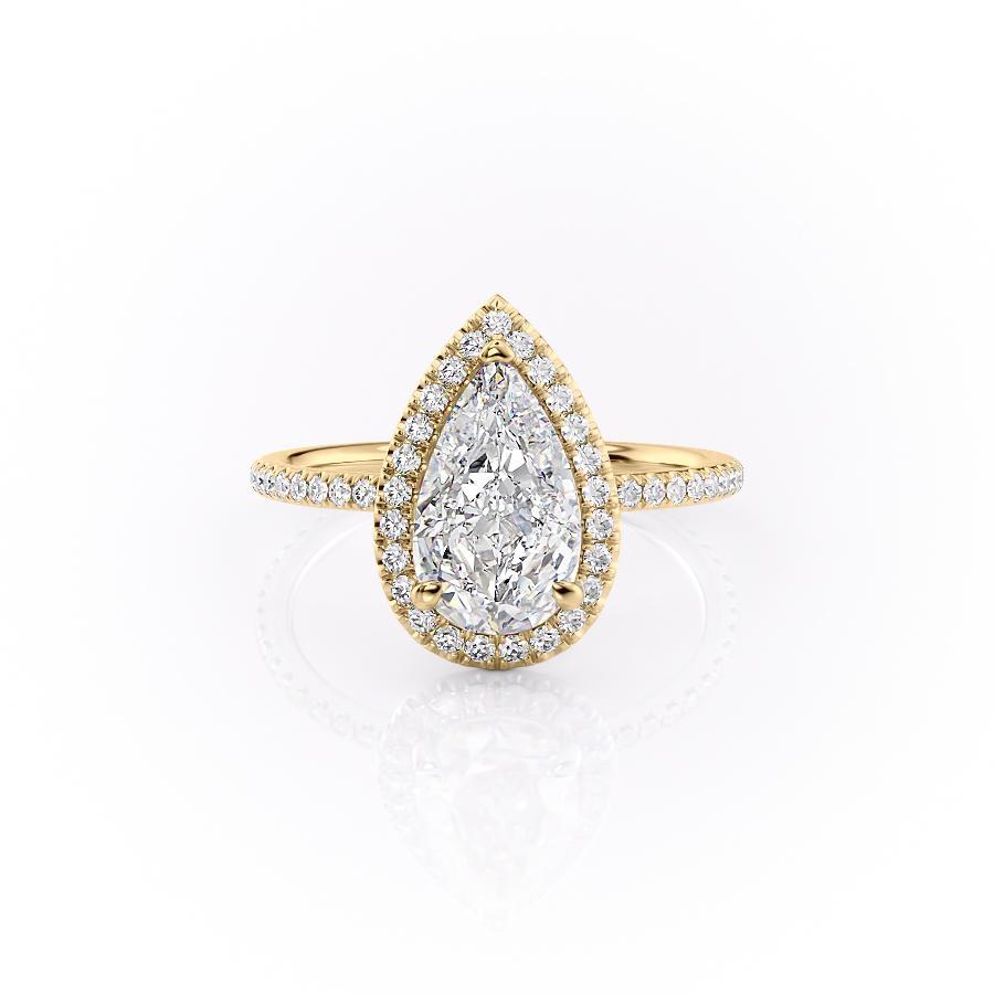 2.0 CT Pear Cut Halo Pave Moissanite Engagement Ring - crownmoissanite