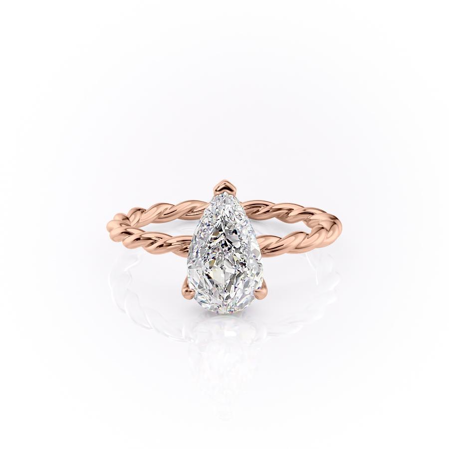 2.0 CT Pear Shaped Solitaire Twisted Rope Moissanite Engagement Ring - crownmoissanite
