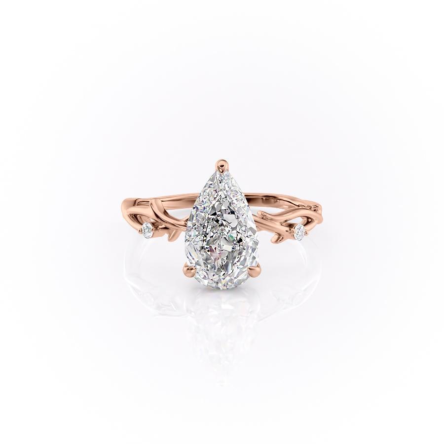 2 CT Pear Cut Solitaire Twig Style Moissanite Engagement Ring - crownmoissanite
