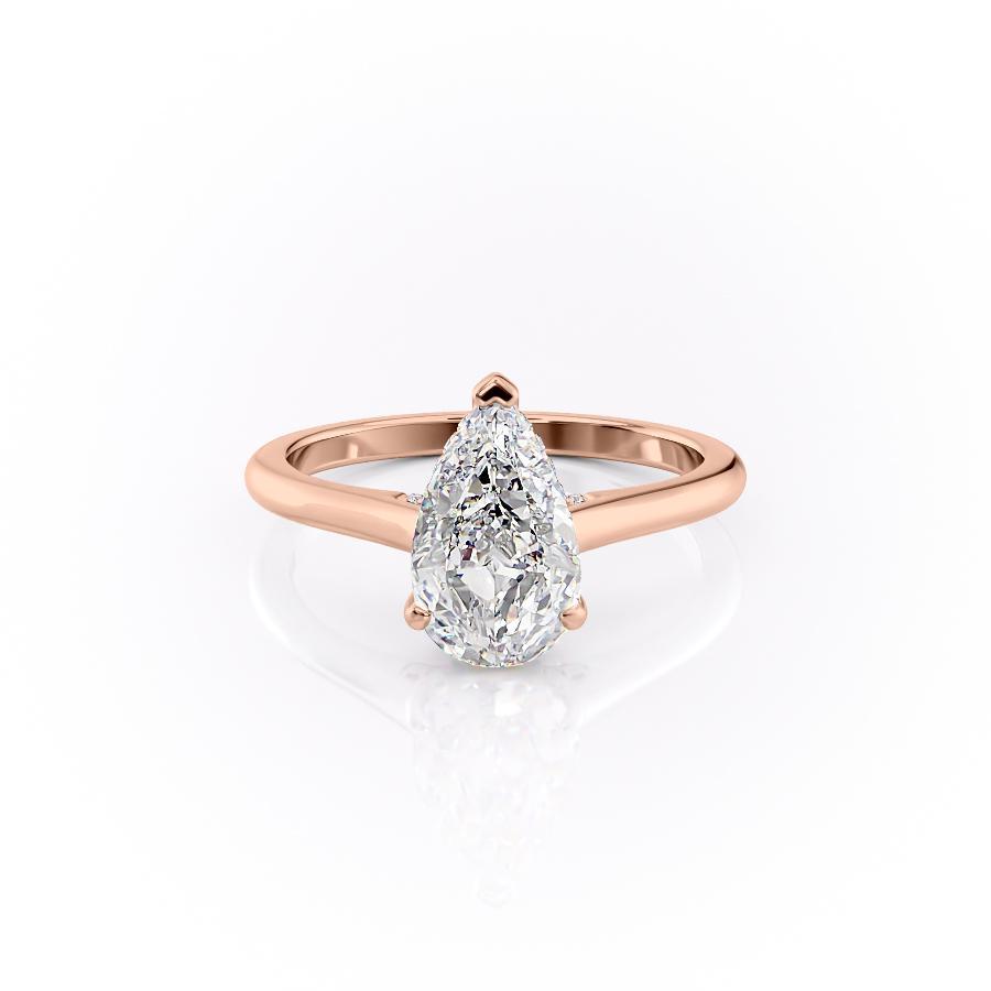 2.0 CT Pear Cut Solitaire Hidden Halo Setting Moissanite Engagement Ring - crownmoissanite