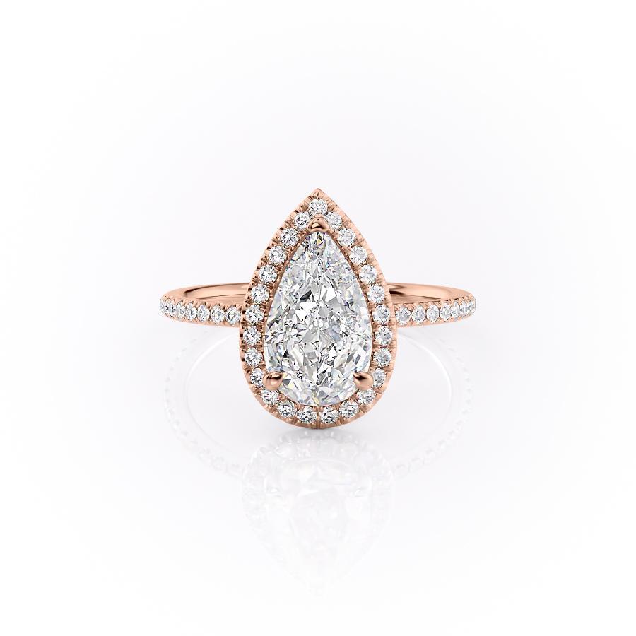 2.0 CT Pear Shaped Moissanite Halo Engagement Ring - crownmoissanite