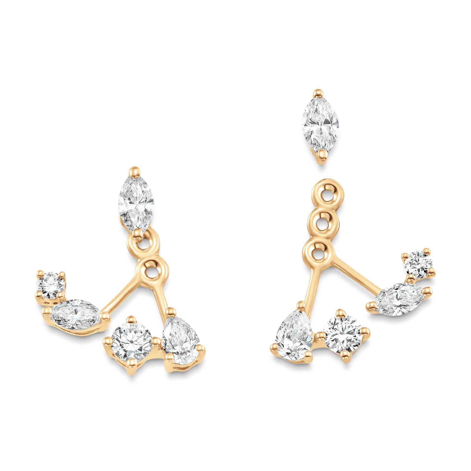 1.47 TCW Pear, Marquise & Round Moissanite Diamond Ear Jacket Earrings - crownmoissanite