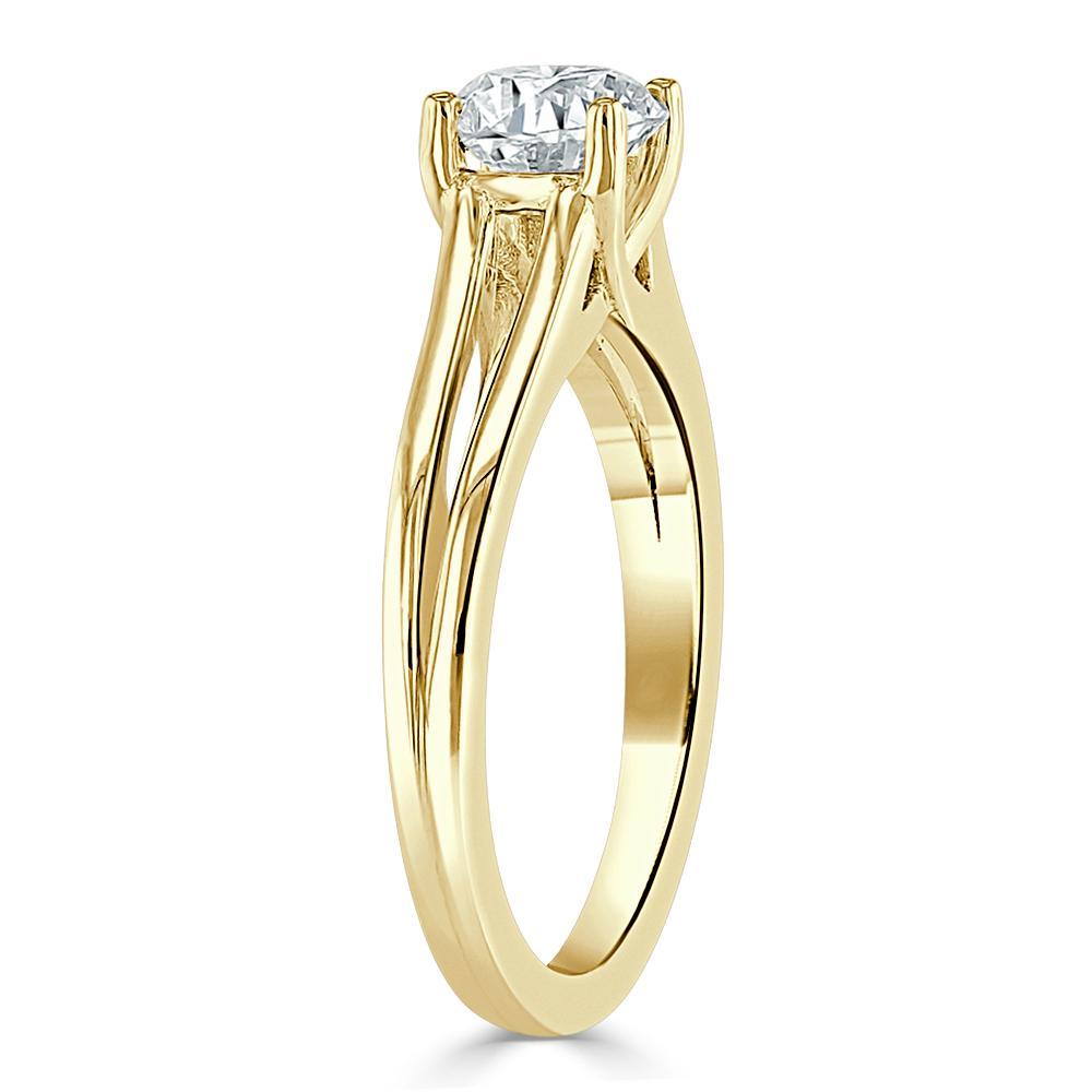 1.0 CT Asscher Cut Solitaire Split Shank Setting Moissanite Engagement Ring - crownmoissanite
