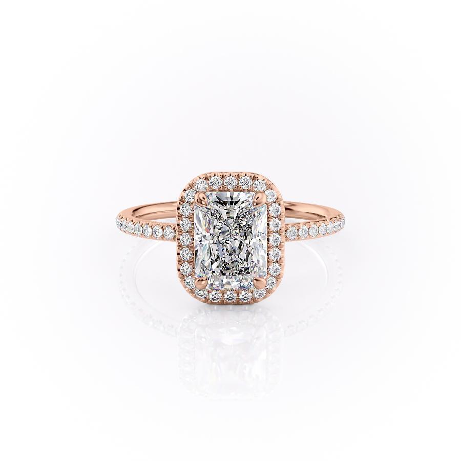 2.10 CT Radiant Cut Halo Style Moissanite Engagement Ring - crownmoissanite