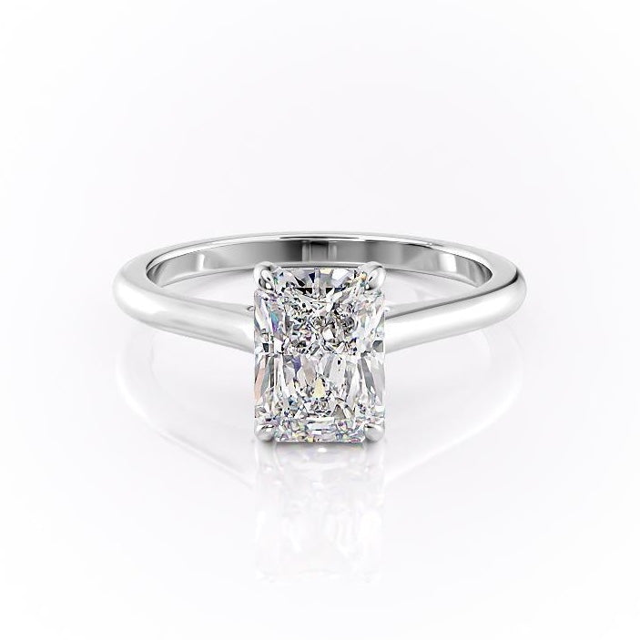 2.10 CT Radiant Cut Hidden Halo Style Moissanite Engagement Ring - crownmoissanite