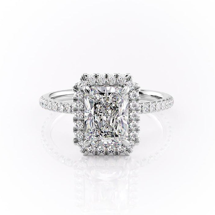 2.1 CT Radiant Shaped Moissanite Halo Engagement Ring - crownmoissanite