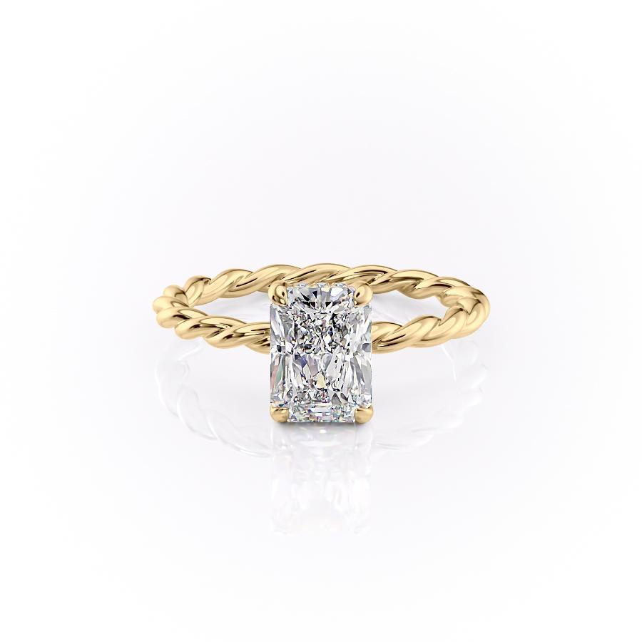 2.0 CT Radiant Shaped Moissanite Hidden Halo Twisted Rope Engagement Ring - crownmoissanite