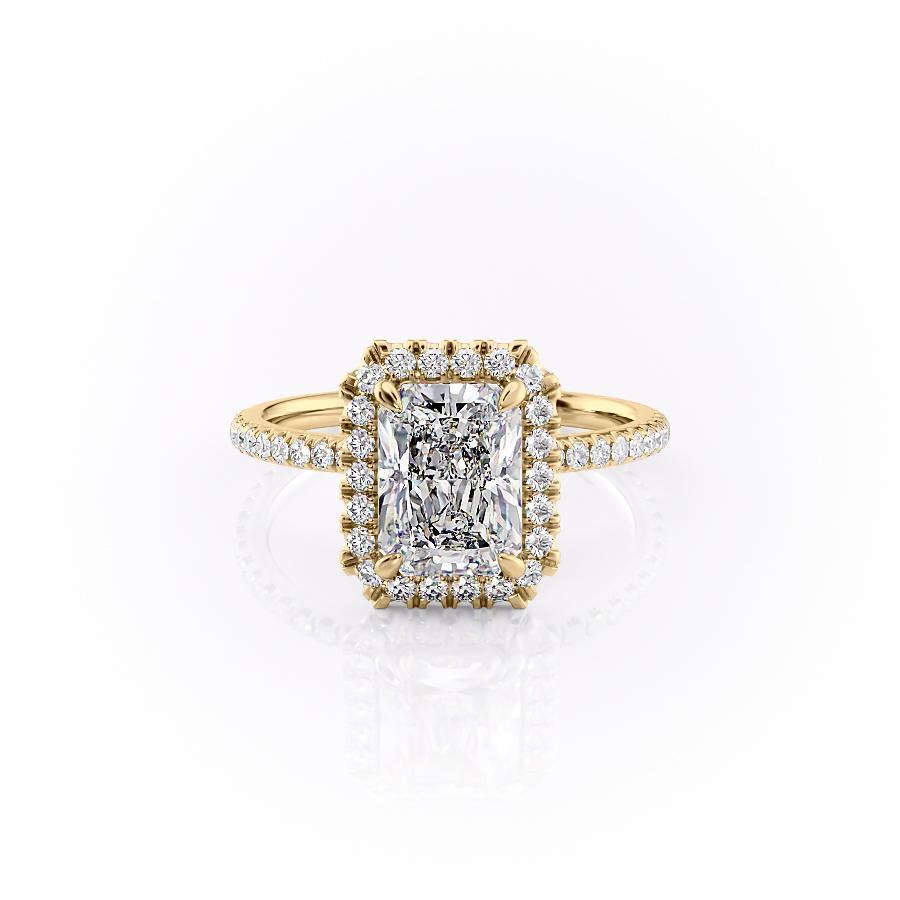 2.1 CT Radiant Cut Halo Pave Setting Moissanite Engagement Ring - crownmoissanite