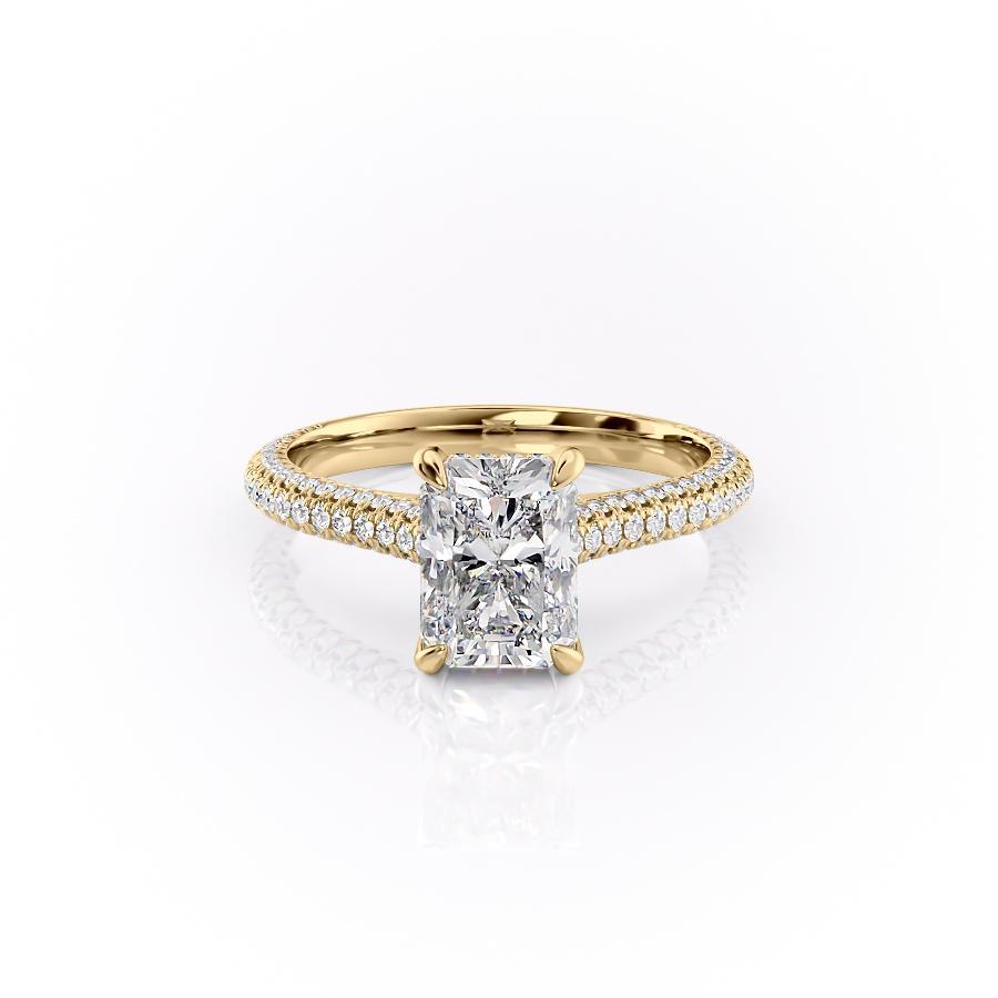 2.1 CT Radiant Cut Solitaire Triple Pave Moissanite Engagement Ring - crownmoissanite