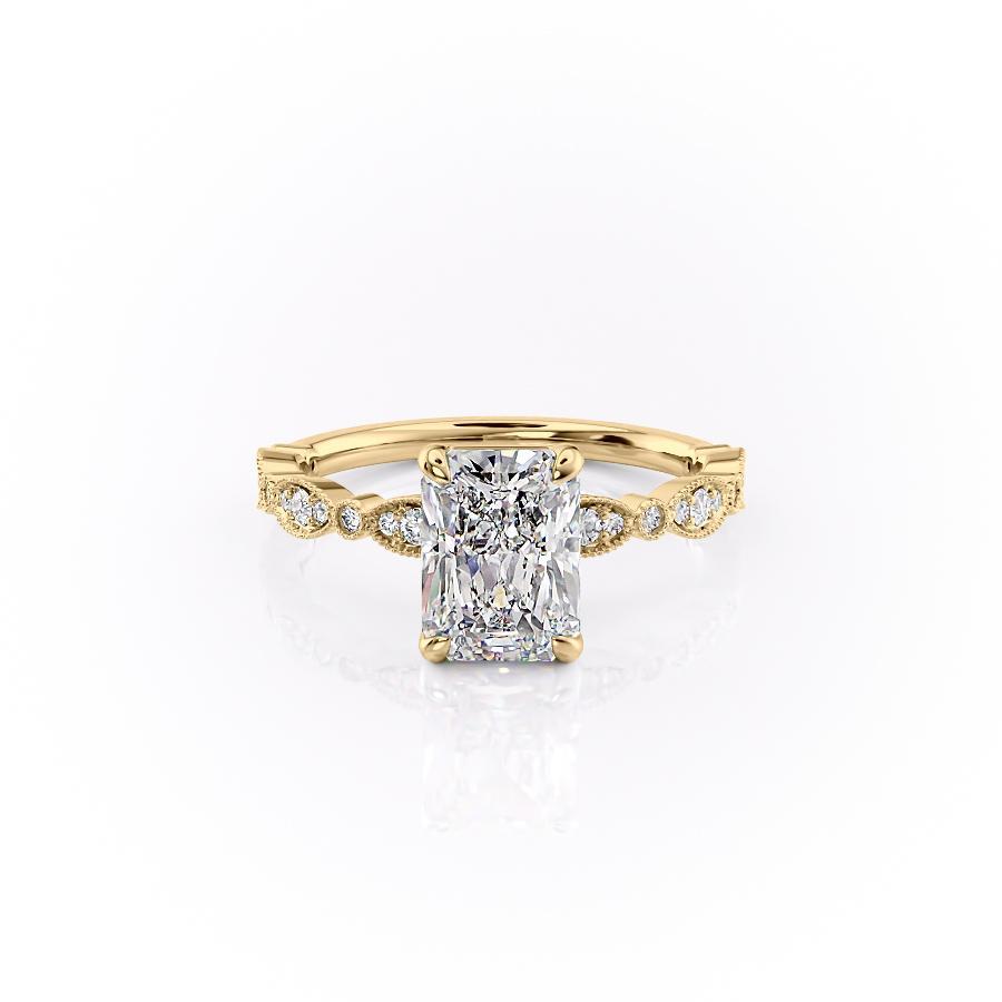 2.10 CT Radiant Milgrain Style Moissanite Engagement Ring - crownmoissanite