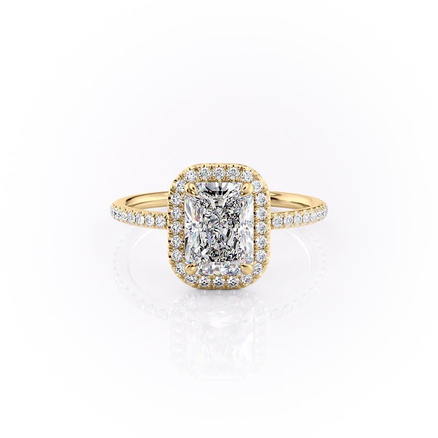 2.10 CT Radiant Cut Halo Style Moissanite Engagement Ring - crownmoissanite