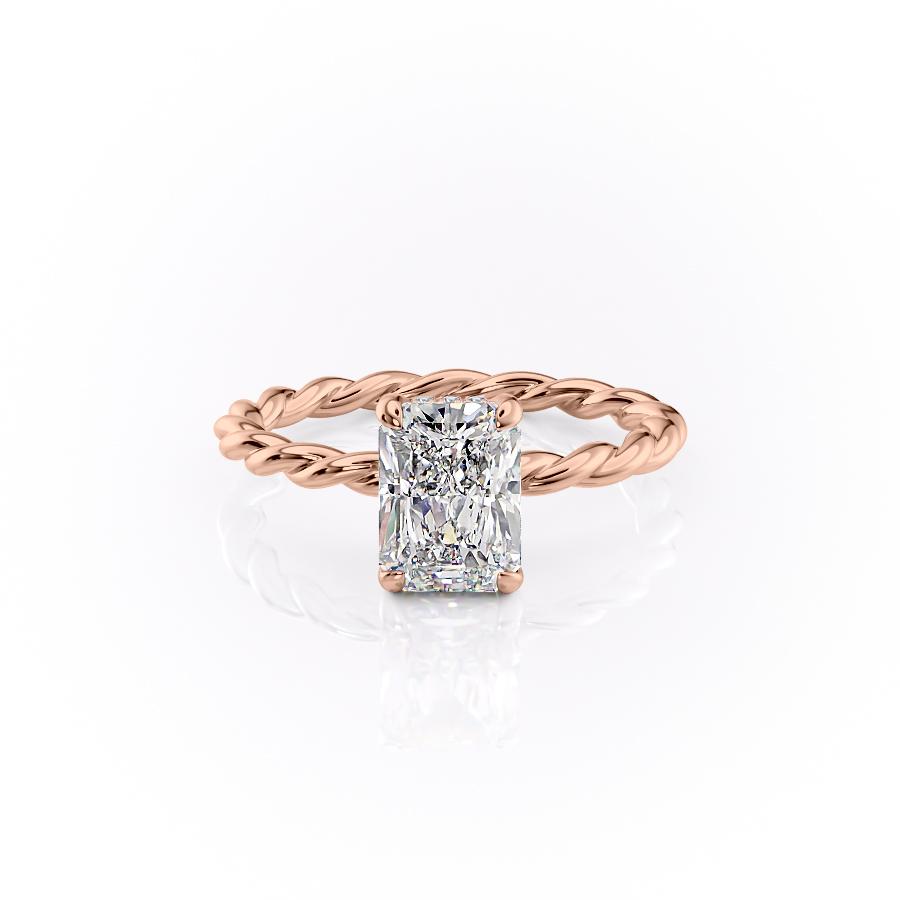 2.0 CT Radiant Shaped Moissanite Hidden Halo Twisted Rope Engagement Ring - crownmoissanite