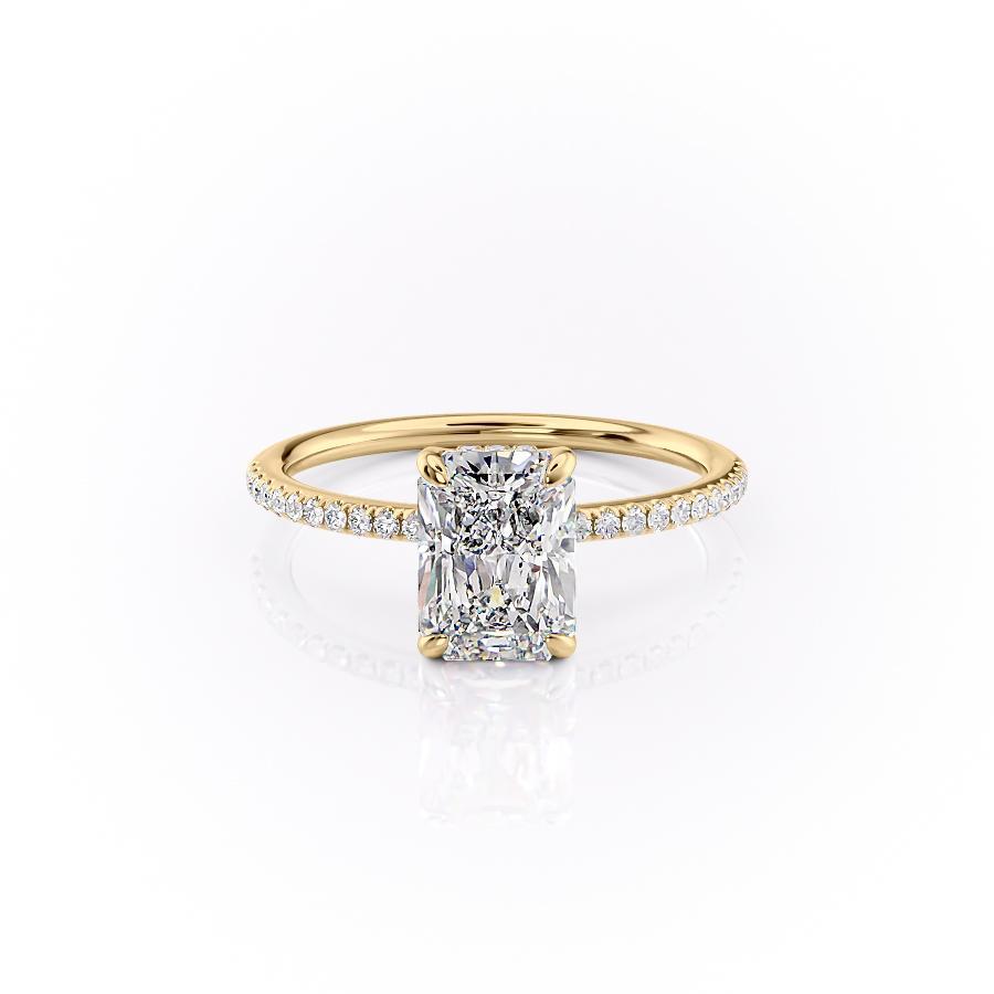 2.0 CT Radiant Cut Solitaire Pave Setting Moissanite Engagement Ring - crownmoissanite